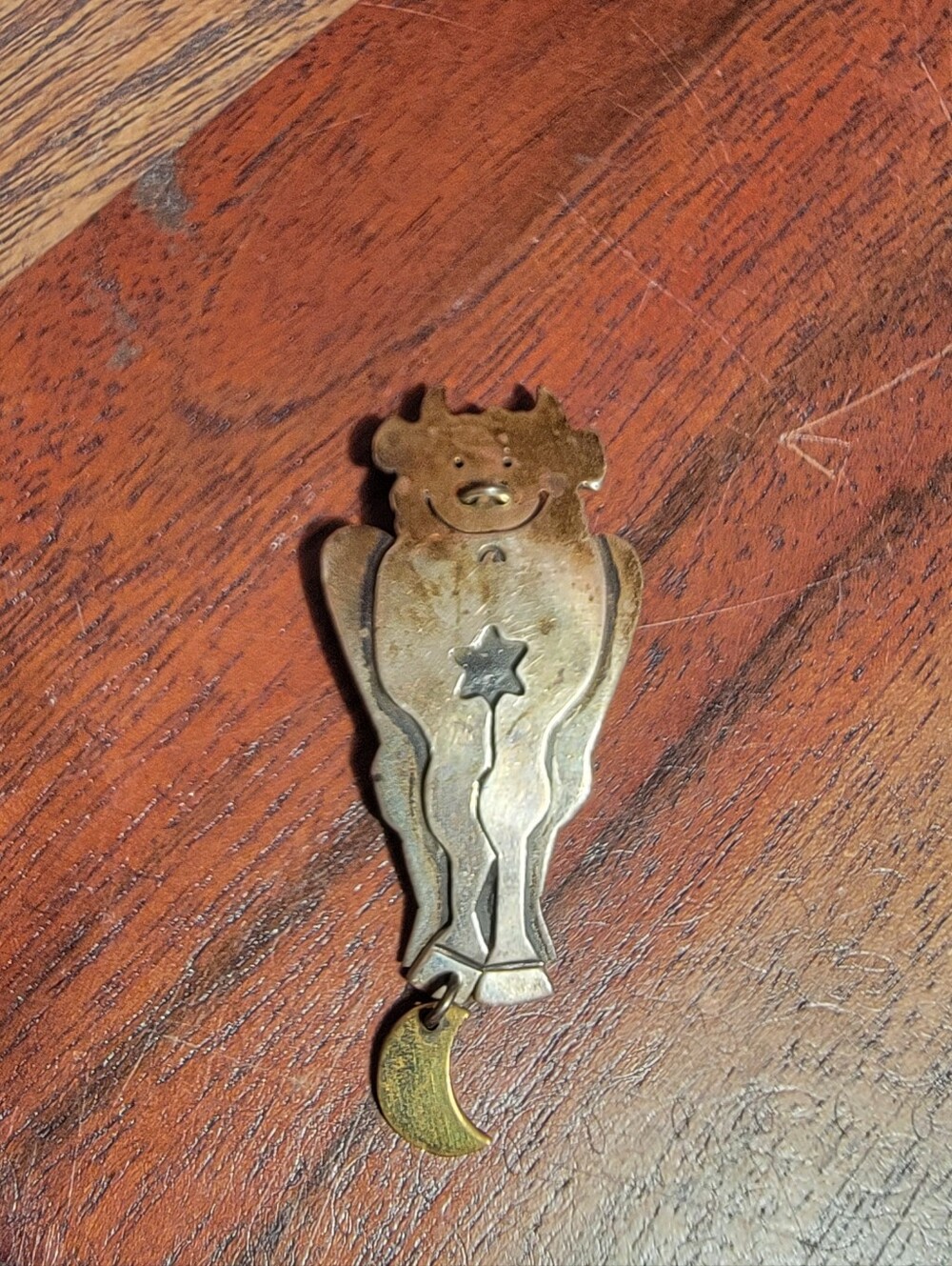 Far Fetched Mixed Metal Cow Brooch